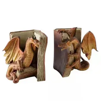 Vaik Lohe Kuju Skulptuur Home Decor Naljakas Dragon Bookends Desktop Bookend Home Office Raamaturiiul Teenetemärgi