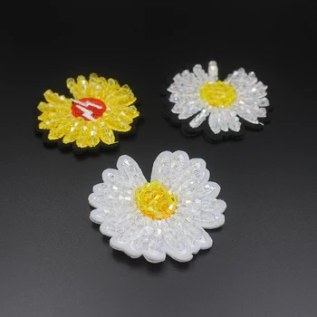 Valge tikand väike daisy riie pasta, kollane lill, kristall paiga fashion populaarne naiste aksessuaarid rõivamanused 90663