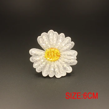 Valge tikand väike daisy riie pasta, kollane lill, kristall paiga fashion populaarne naiste aksessuaarid rõivamanused