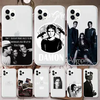 Vampire Päevikud Stefan ja Damon Telefoni Juhul Läbipaistvad iPhone 11 12 mini pro XS MAX 8 7 6 6S Pluss X 5S SE 2020 XR