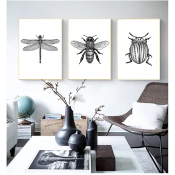 Vead putukate Plakatid Ja Pildid Seina Pilte Home Decor Putukate Illustratsioon Must Ja Valge Seina Art Lõuend Maali Käsitsi Joonistatud 126903