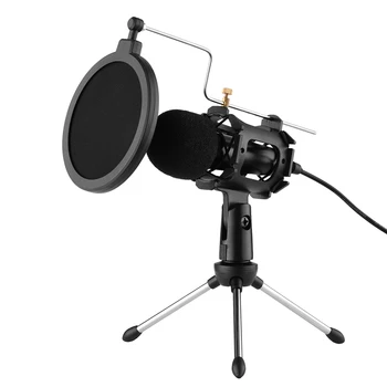 Video Mikrofoni Komplekt Mini-Mikrofon mikrofon Statiiviga Šokk Mount Pop Filter Esiklaas Adapter Kaabel: 3,5 mm Pistik