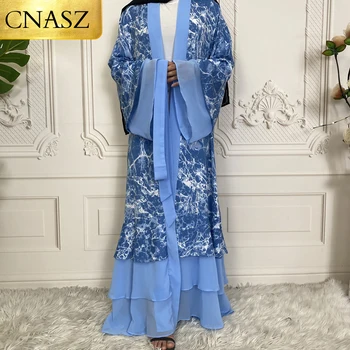 Viimane Abayas Koos Sall Naistele, Moslemi Mood Dubai Suurus Kimono Tagasihoidlik Riietus Naiste Kampsun, Print Lill Daamid Abaya