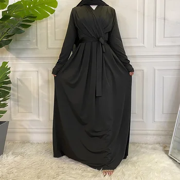 Viimane Plahvatusohtlik Moslemi Abaya Dubai Stiilne Minimalistlik Elegantne Naiste Clothing2021 Abayas Islami Naiste Pika Varrukaga Kleit 105231