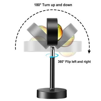 Vikerkaar Päikeseloojangut Projektori Lamp 360° Reguleeritav Tähelepanu keskpunktis Galaxy Projektor Elu Broadcast Taust Decor USB Tabel Lamp