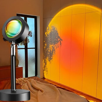 Vikerkaar Päikeseloojangut Projektori Lamp 360° Reguleeritav Tähelepanu keskpunktis Galaxy Projektor Elu Broadcast Taust Decor USB Tabel Lamp