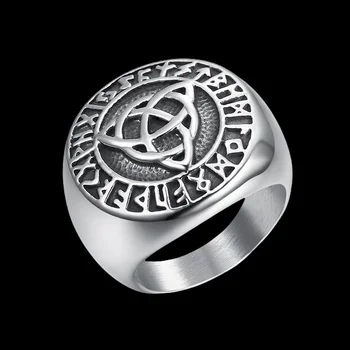 Viking Runes Roostevabast Terasest Celtics Sõlm Ringi Mehed Põhjamaade Trinity Abielusõrmused Naiste Bänd Lubadus Ehted Õnnelik Kingitus