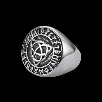 Viking Runes Roostevabast Terasest Celtics Sõlm Ringi Mehed Põhjamaade Trinity Abielusõrmused Naiste Bänd Lubadus Ehted Õnnelik Kingitus