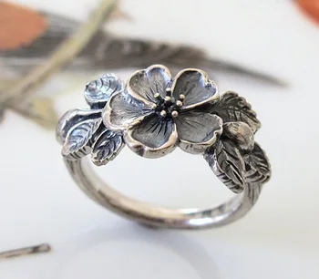Vintage Ehted Retro Hõbedane Värv Peach blossom Ringi Naiste Kaasamine abielusõrmus elegantne kingitusi naiste partei tarvikud 7326