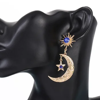 Vintage Elegantne Crystal Sun Moon Star Kõrvarõngad Boho Stiil Taevalik Ehted Fashion Temperament Naiste Ehted 149495