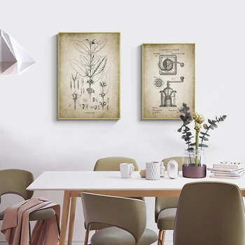 Vintage Kohvimasin Patendi Plakatid Lõuendile Maali Kunsti Seina Prindi Pilt Kohvik elutuba Interjöör Kodu Kaunistamiseks