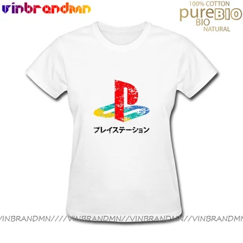 Vintage PS Logo T-särk Xbox Mängu T-särk, Daamid Brändi rõivad Tee särk Hip-Hop Lühikesed Varrukad Puuvill Camiseta Mujer 94130