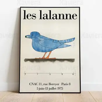 Vintage Plakat HD Prindi Les Lalanne Sinine Lind, Jean Cocteau, Abstraktse Joonis Home Decor Lõuendile Maali Näituse Plakat Seina Art