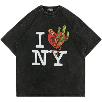 Vintage Travis Scott T-särk Meestele, Naistele, I Love New York Jack Cactus Tee Veidi Liiga Pesta Graghic Logo Print Tops Lühikesed Varrukad