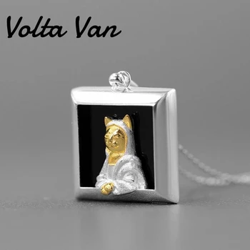 Volta Van Ripats Kaelakeed 925 Sterling Hõbe Must Avärav 2021 Uus Elegantne Trahvi Ehteid Trendikas Kass Lühike Hõbedast Kaelakee,