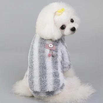 Väike Koer Riided Mantel Valge Triibuline Lambad Kutsikas Chihuahua Riided Talvel Soe Riietus Mood Pet Kostüüm