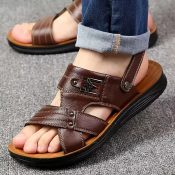 Väljas 2021 suvel rannas sandaalid meeste kingad, platvorm kahesuguse kasutusega sussid hingav nahast kingad mees kvaliteetsed sandaalid