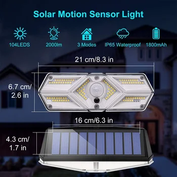 Väljas Päikese Valgus Võistluskalendri Välise Seina Lamp LED Solar Lamp, millel on Liikumisandur 104 Led Veekindel Väljas Aed Decor