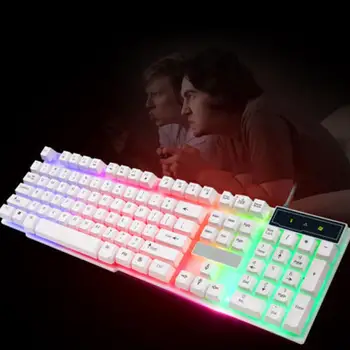 Värvikas Vikerkaar Valgustatud LED Backlight USB Juhtmega Lauaarvuti Gaming Klaviatuuri
