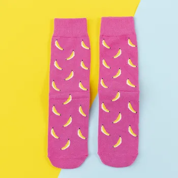 Värvilisi Naiste Sokke Naise Puuvillased Sokid Puuviljad Banaan, Avokaado Sidruni Muna Küpsise Donuts Toidu Õnnelik Värv Sox Harajuku Sokid