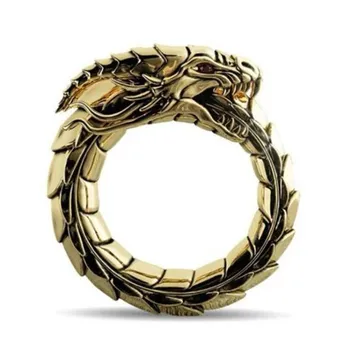 Võimutsev Dragon Meeste nimetissõrme Rõnga Mees Kulda Ja Hõbedat Värvi Ring Tarvikud Retro Amulett Ehted