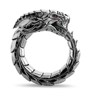 Võimutsev Dragon Meeste nimetissõrme Rõnga Mees Kulda Ja Hõbedat Värvi Ring Tarvikud Retro Amulett Ehted
