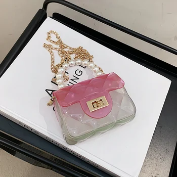 Võre Pearl Mini Kott 2021 Uus kvaliteetne Silikoon on Läbipaistev Kott Naiste Disainer Käekotis Kett Õlal Messenger Kott