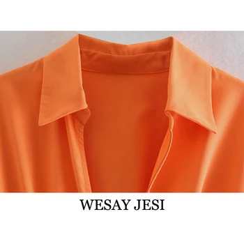 WESAY JESI Casual Fashion Naine Puhta Värvi Slim Seksikas V-kaelus Särk Kleit 2021 Suvi Lühike Seelik Tüdruk, Suure-waisted Talje Kleit 47080
