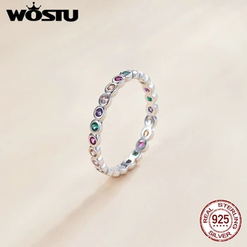 WOSTU 925 Sterling Silver Rainbow Ring Tilk Ringi Pimestav Tsirkoon Ringi Naiste Pulm Sõrmede Hõbe 925 Ehted CQR714