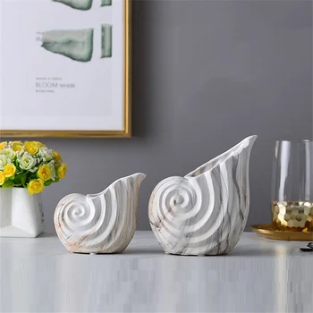 WU CHEN PIKK Loominguline Home Decor marmorja mustriga Conch Vaas Kaasaegne elutoa TV Kapp Kuivatatud Lill, Lill Kokkuleppe Art A3263 184348