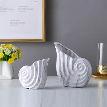 WU CHEN PIKK Loominguline Home Decor marmorja mustriga Conch Vaas Kaasaegne elutoa TV Kapp Kuivatatud Lill, Lill Kokkuleppe Art A3263