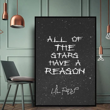 Wall Art Lõuend Maali Lil Peep Star Shopping Lyrics Tähine Taust Plakatid HD Pildid Kaasaegne elutuba Kodu Kaunistamiseks