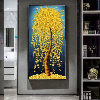 Wall Art Maali Taime Pilt Golden High-end Luksus Gold Leaf Õnn Puu Plakati Print Põhjamaade Stiilis Kodu Kaunistamiseks Maali 50488