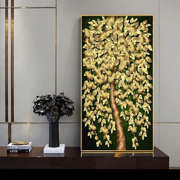Wall Art Maali Taime Pilt Golden High-end Luksus Gold Leaf Õnn Puu Plakati Print Põhjamaade Stiilis Kodu Kaunistamiseks Maali
