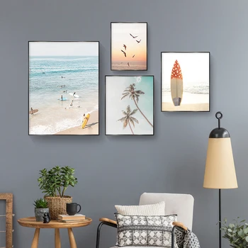 Wall Art Sea Bird Beach Surfing Päikeseloojangut Ookeani Maastiku Lõuend maalisid Plakateid ja Prindib Pilte, elutuba, Tuba Decor cuadro