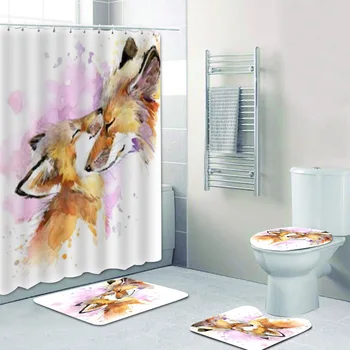 Watercolored Fox Emadus Decor Armas Loom Maal Ema ja Baby Shower Curtain Vannituba Kardina Komplekt, Vann, Matid Vaibad Kingitus