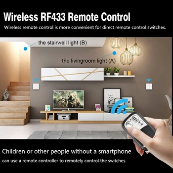 WiFi RF433 Smart Surunupp-Lüliti,RF433 Seina Saatja,2/3 viis,Traadita RAKENDUSTE Kontroll-lamp Lüliti Töötab Alexa Googlehome