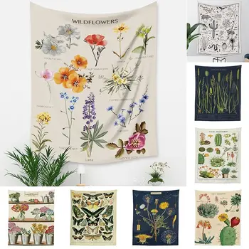 Wildflower Liblikas Vaip Seina Riputamise Lill Vintage Taim Tapestry Boho Seinavaibad Seina Vaip Psühhedeelne INS Home Decor