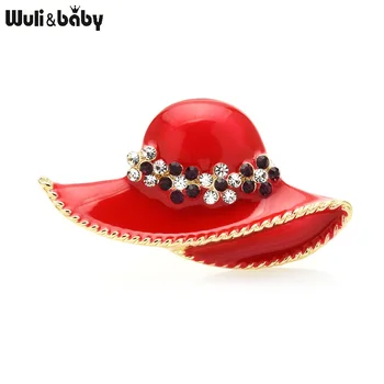 Wuli&baby Punane Emailiga Lill Mütsi Prossid Naiste Sunhat Topee Disain Sobib Särk Sõle Sõrmed Kingitused