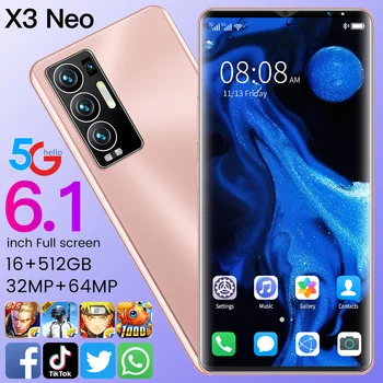 X3 Neo 6.1 tolline Globaalne Versioon Android 11.0 Nutitelefoni Deca Core 6000mAh MT6889+ 16+512 GB Mobiiltelefon Face Unlock 5G Võrgu Telefon