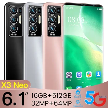 X3 Neo 6.1 tolline Globaalne Versioon Android 11.0 Nutitelefoni Deca Core 6000mAh MT6889+ 16+512 GB Mobiiltelefon Face Unlock 5G Võrgu Telefon