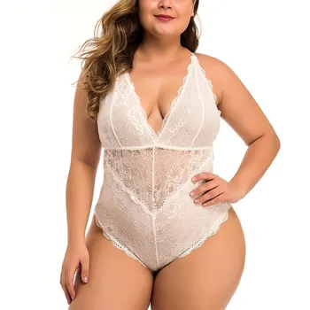 XL-4XL Pluss Suurus Bodysuit Seksikas V-Kaelus Eksootiliste Kostüümid Näha Läbi Pitsi Naiste Aluspesu Porn Intiimne Seksikas Naistepesu Naise Keha