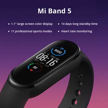 Xiaomi Mi Band 5 Smart Band 1:1 AMOLED Ekraan Südame Löögisageduse Fitness Tracker Bluetooth-5.0 Veekindel Sport Bänd 5
