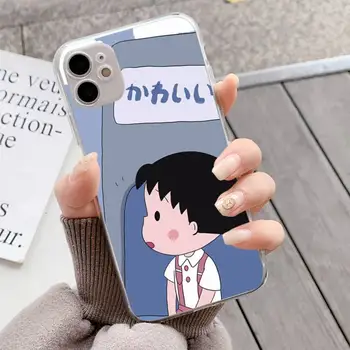 YNDFCNB Cartoon Chibi Maruko Chan Telefon Case for iPhone 11 12 pro XS MAX 8 7 6 6S Pluss X 5S SE 2020 XR fundas