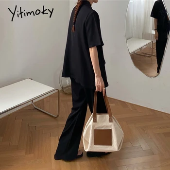 Yitimoky 2-Osaline Komplekt, Naiste Bleiser Pant Sobib Elegants Lühikesed Varrukad Karavan Office Lady Tööd Jope Suvel 2021 Korea Fashion 1545