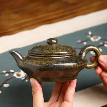Yixing lilla savi teekann puhas käsitöö puit vallandati korter teekann klassikaline Teekann, Tee Komplekt