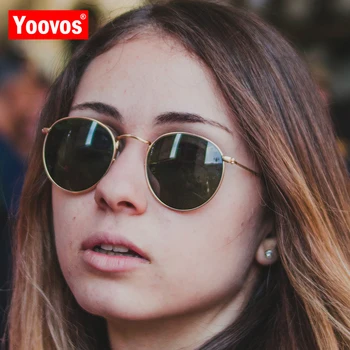 Yoovos 2021 Vintage Ringi Päikeseprillid Naistele Luksus Brändi Klassikaline Prillid Mehed Tänaval Peksid Peegli Poole Oculos De Sol Gafas UV400