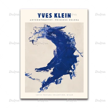 Yves Klein Näituse Plakat, Blue Print,Mustvalge Trüki Kunst,Prantsuse Kaasaegse Kunsti Home Decor Pildid Seina Art Lõuend Ainulaadne Kingitus 138565