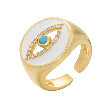 ZHUKOU Trendikas Tilkuva õli Emailiga Avamine Rõngad Armas Silma naiste Sõrmus CZ Ring crystal paksu rõngad Ehteid hulgimüügi VJ162 27677