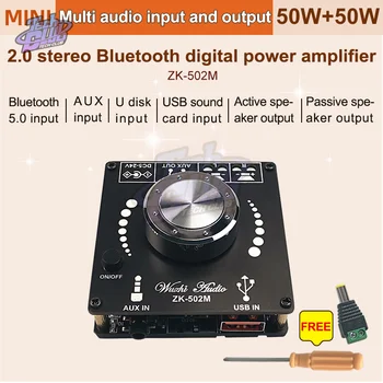 ZK-502M ZK-1002M Mini Bluetooth-5.0 Power Audio Võimendi Juhatuse 50WX2 100WX2 Stereo AMP Amplificador kodukino AUX USB